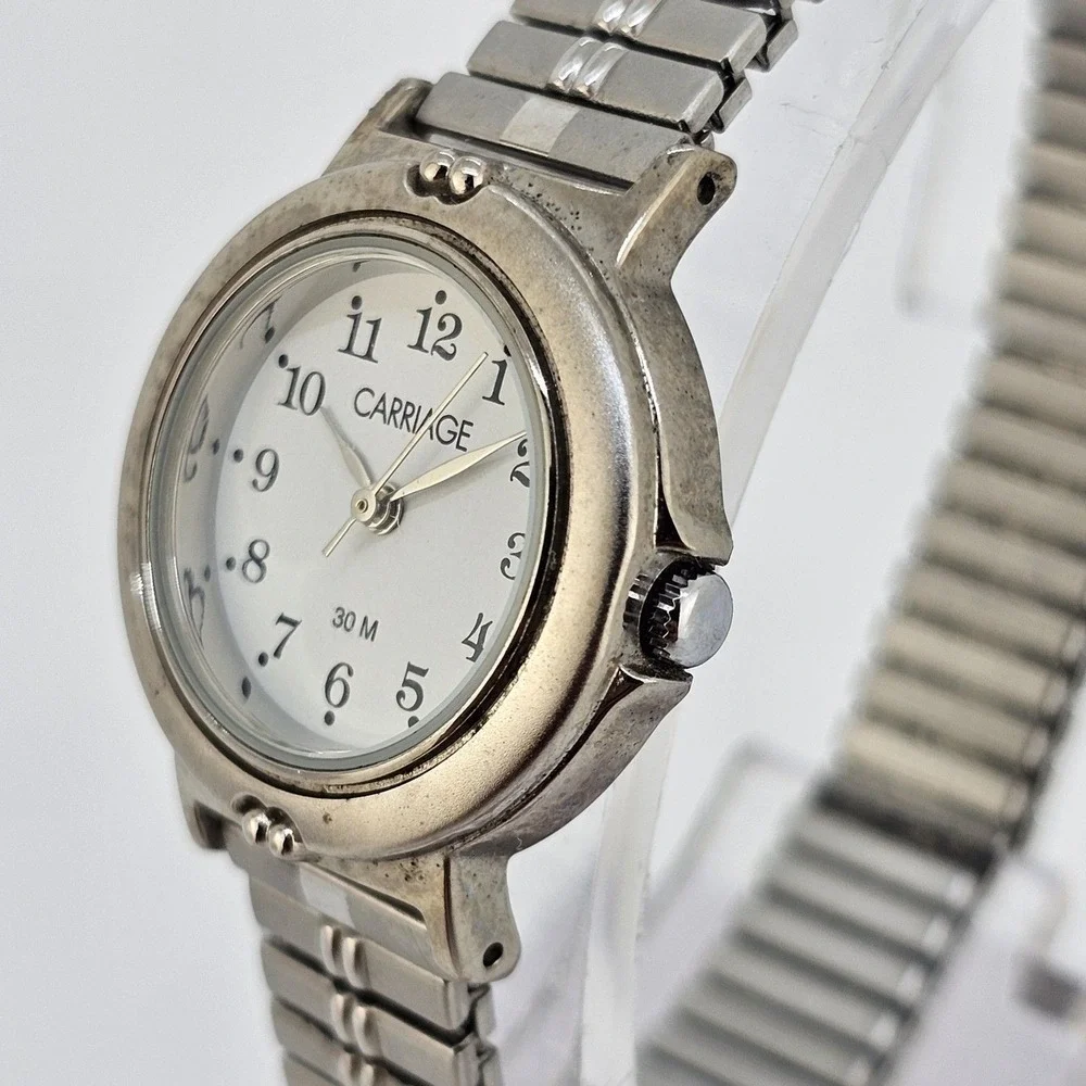 Carriage Timex Women's Watch 25MM White Dial Gray Expansion Band‎ 6